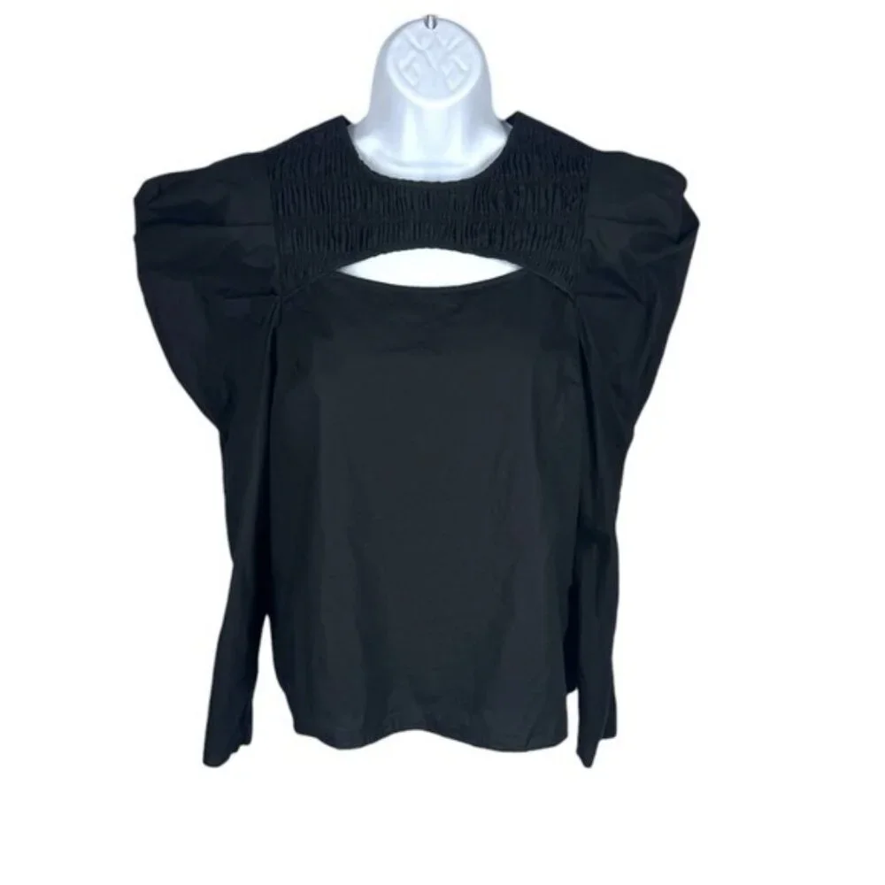 Tuckernuck Hyacinth House Black Keyhole Beckett Blouse XXL NWT Puff Sleeve Top